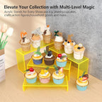 ELEGANTLIFE Acrylic Display Riser,4.3mm Heavy Duty Crystal Display Stand Shelf Layered Aesthetic, Jewelry Display Shelf Risers for Décor,4 Pack Set Multi-color (Yellow)