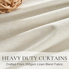 Floor to Ceiling Full Blackout Cream Linen 108 Inch Curtains 2 Panels Set for Sliding Glass Door, Luxury Pleated Thermal Window Drapes with Back Tab for Bedroom Thick Curtain 9 FT Room Darkening Burg