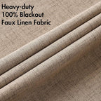 MIULEE 100% Blackout Linen Textured Curtains for Bedroom Solid Thermal Insulated Copper Brown Grommet Room Darkening Curtains & Drapes Luxury Decor for Living Room Nursery 42 x 90 Inch (2 Panels)