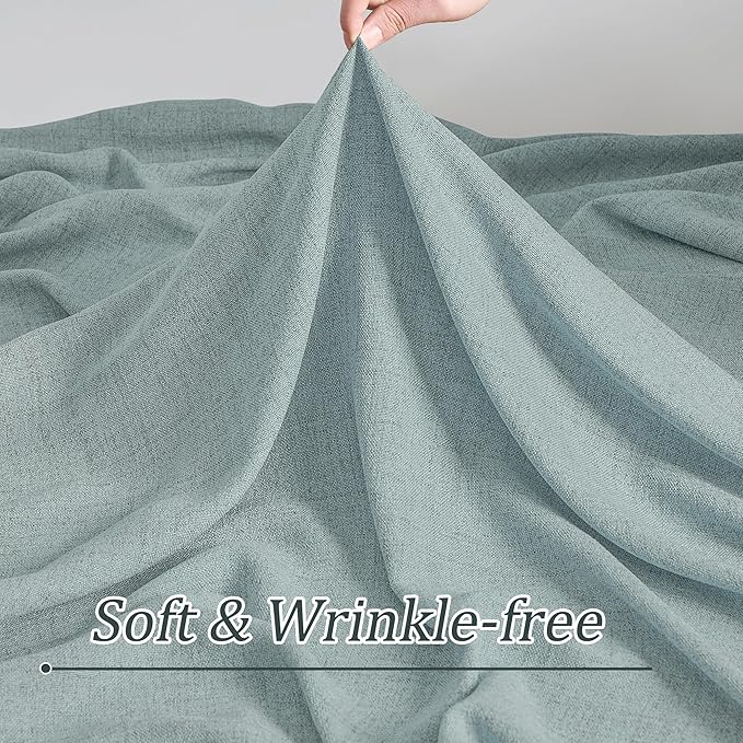 Light Blue Linen Pinch Pleat Curtains 63 Inches Long Pleated Semi Sheer Textured Drapes Hooks Back Tab Coastal Modern Light Filtering Curtain 2 Panels for Living Room Bedroom Office 42x63