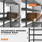 REIBII 85.7"H Garage Shelving 2998LBS Storage Shelves with Wheels&Feet,5 Tier Garage Shelves Heavy Duty Adjustable Wire Shelving for Basement Commercial Industrial Pantry, 85.7"H X 55.5"W X 24.2"D