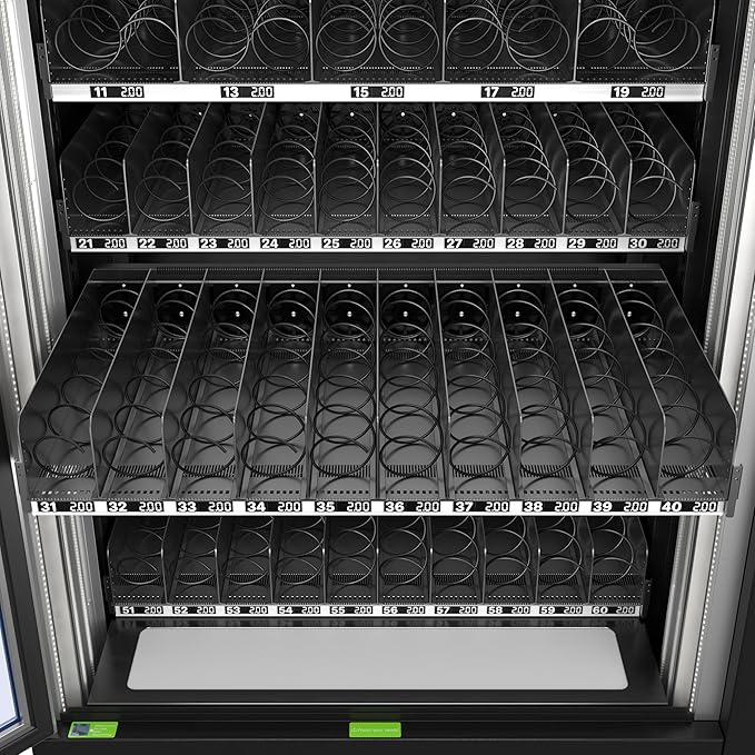 KoolMore Snack Vending Machine with 21.5 in. Touch Display, 66 Slots and Elevator-Lift Dispensing, Refrigerated, Bill Acceptor & Credit Card Reader with Connectivity in Black