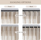 MYSKY HOME Extra Long Curtains for Living Room, 102 Inch Length Semi Sheer Curtains Soft Cotton Fabric Boho Window Drapes Light Filtering Backdrop Panels Pinch Pleated, 40 x 102 in, Taupe, 2 Pieces