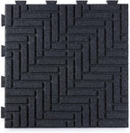 Playsafer Herringbone Rubber Interlocking Tiles | 16 X 16 | Easy Install for Indoor and Outdoor Use (Dark Gray, 1 Tile)