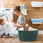 Large Rectangle Blankets Basket Living Room 22"x17"x12" Woven Cotton Rope Storage Basket for Nursery Toy Baskets for Kids and Dogs Wicker Laundry Baskets Bin for Clothes Towels dark green