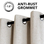 H.VERSAILTEX Linen Curtains 100% Blackout Curtains for Bedroom 45 inch Long Full Light Blocking Nature Linen Blended Window Curtains for Living Room Nickel Grommet (2 Panels, Heathered Linen)