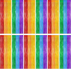 12 Pack Rainbow Backdrop, 3.28 FT x 7.05 FT Pride Decorations, Metallic Fringe Curtains Party Streamer Tinsel Backdrop, Rainbow Foil Curtains Birthday Party Decor Photo Booth Props