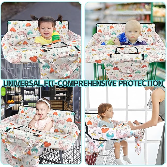 Shopping Cart Cover for Baby,2-in-1 High Chair Cover with Portable Cloth Bag,Cart Seat Pad for Babies Grocery Cushion Cover Restaurant,Suitable for All Supermarkets