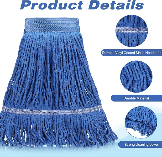 Nuogo 10 Pcs Commercial Mop Head Replacement Floor Cleaning Wet Heavy Duty Commercial Mop Refills General Cleaning(27.6 Inch,Blue)