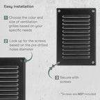 Vent Systems - 5 x 7 Inch (Inner) Black Metal Rectangular Soffit Air Vent Grille Cover, Register Vent Deflector Louver Built-in Mesh HVAC for Bathroom Home Office Kitchen 6.5" x 9" (Outer)