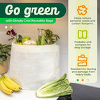 Simply Cool 50 Pack Reusable Eco-Friendly Grocery Shopping Bags 12.6"x6.3"x11.8" Durable, Recyclable, Washable, Foldable, Portable Tote Bags Bulk (50 Pack,Cream)