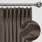 Brown Pleated Linen Curtains 108 Inches Long Farmhouse Semi Sheer Memory Trained Shape Pinch Pleat Drapes with Hooks Back Tab Ripple Fold Curtain for Bedroom Living Room 42x108