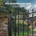 ZUMI Dual Swing Driveway Gates, 14x6 ft. Outdoor Steel Swing Gates for Driveway, Heavy-Duty Driveway Fence Gates for Home Security, Weatherproof Iron Security Gate Kit for Outdoor, Sydney