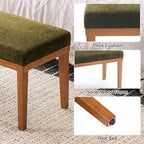 Rowill 53 Inch Long Entryway Bench for Bedroom End of Bed, Dining Room Bench with Upholstered Padded Seat and Solid Wood Leg for Kitchen, Living Room, Indoor and Hallway, Green