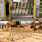 Industrial Expandable Barricade,Folding Security Gate Safety Barricade with Casters,Mobile Barrier Gate Outdoor,Adjustable Traffic Fence for Road Construction, Traffic Control,Pool (11FT)