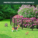 FXW Garden Fence Outdoor for The Yard – 32in(H) x 27.3ft(L) Heavy Duty Metal Animal Barrier for Dog and Rabbit, Decorative Dog Fence, 12 Panels, Black
