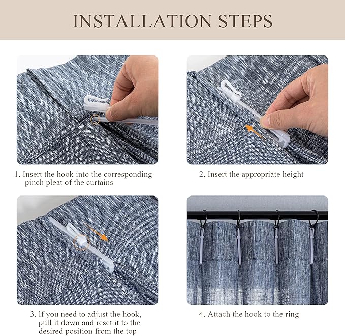 MYSKY HOME Blue Sliding Door Curtains 108 Inches Long, Semi Sheer Soft Cotton Window Draperies Set for Living Room Pinch Pleated Drapes Country Curtains Back Tab, 40 x 108 Inch, Dusty Blue, Set of 2