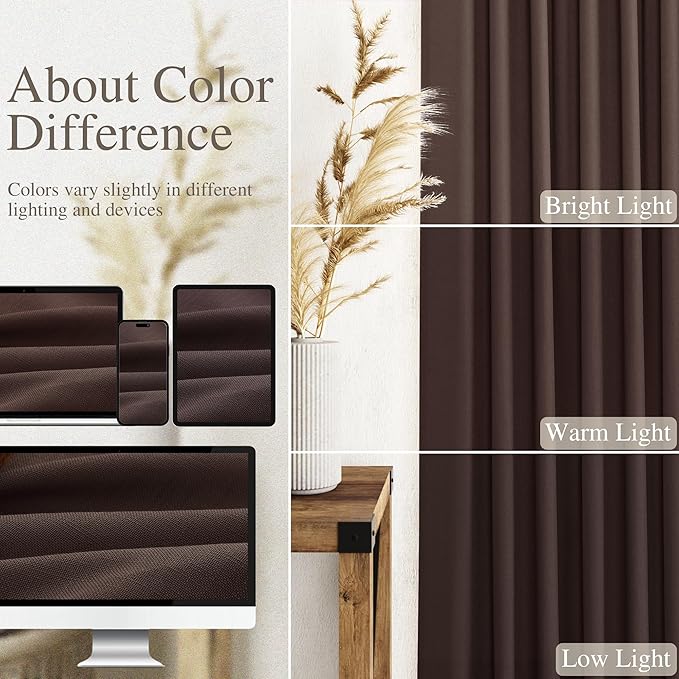 Nanspring Coffee Linen Textured 80 Inch Curtains 2 Panels Set Back Tab Rod Pocket Sheer Light Filtering Boho Room Decor Aesthetic Curtains Burlap Look Curtain Drapes for Living Room Bedroom 52x80