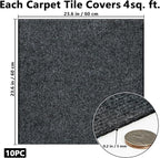Carpet Tiles Peel and Stick, Self Adhesive Carpet Floor Tile 24" x 24", Dark Grey Soft Padded Flooring Sticker, Home Decor for Bedroom Living Room Office, 10 Tiles per Box