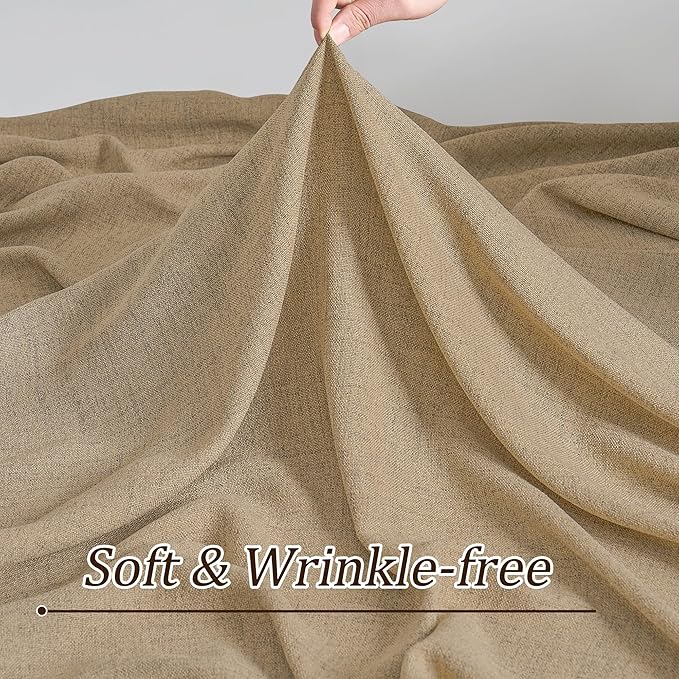 Dark Flax Pinch Pleated Linen Curtains 63 Inches Long Semi Sheer Memory Trained Ripple Fold Curtain with Hooks Back Tab Textured Light Filtering Drapes for Bedroom Living Room 42x63 Set of 2