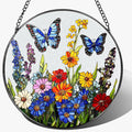 Stained Glass Window Hanging, 8 Inch Stained Glass Suncatcher Ornament, Suncatchers for Windows Hanging, Window Decor, Gift for Mothers Day, Butterfly Lover Gifts, Flower Lover Gifts