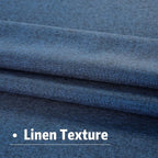 DUALIFE Faux Linen Blackout Blue Curtains 80 Inch Long,Farmhouse Back Tab Rod Pocket Curtains Room Darkening Thermal Insulated Drapes for Bedroom Living Room,W50 x L80,2 Panels