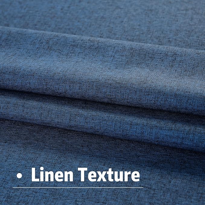 DUALIFE Blue Blackout Curtains 102 Inch Length 2 Panels Set for Living Room Bedroom Rod&Back Tab Thermal Insulated 100% Black Out Linen Drapes Room Darkening Window Curtains 72" x 102"