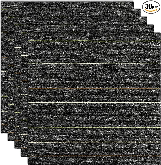 24 * 24in Self-Adhesive Carpet Tiles, Peel and Stick Floor Squares for Home Office, Removable Decorative Rug Mat, Easy Install, Sound Absorbing (20Pcs Dark Grey)