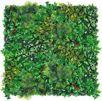 Artificial Grass Wall Panels, 20''x20'' 16pcs Boxwood Wall Panels with Tropical Leaves, Faux Greenery Privacy Fence Screen, Grass Backdrop for Outdoor Indoor Garden Birthday Wedding Decor