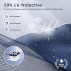 PHI VILLA Pop Up Canopy 10 10 Tents for Parties with Wheeled Bag, Portable Lightweight Folding w/Adjustable Height,Blue and White Stripes