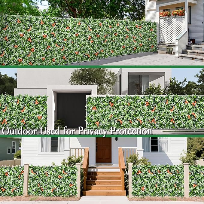Greenery Wall Panels, 20"x20" 8PCS UV Protected Fake Grass Backdrop Privacy Fence Screen, Artificial Hedges for Outdoors Indoors Green Decor