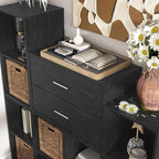 Homes: Inside + Out Apexa 2-Drawer Wooden Stackable Storage Drawers, Small Food Pantry Cabinet, Cajonera De Madera, Underbed Drawer Dorm Teen Room Decor & Bedroom, Home Office, Kitchen, Black