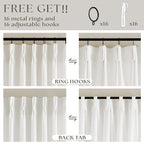 Pinch Pleated Linen Curtains 96 Inches Long for Living Room Bedroom Light Filtering Boho Window Drape 96 inch 2 Panels with Hooks Rings 8ft Cream Beige White Sliding Glass Door Semi Sheer Curtain
