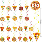 22pcs Pizza Party Hanging Swirls Pizza Party Decorations Pizza Party Time Hanging Decor Pizza Themed Ceiling Streamers for Fast Food Baby Shower Supplies