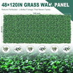 Boxwood Roll Panels with White Flower, 48"x120" (40 sqft) Artificial Ivy Privacy Fence Screen, UV-Anti Faux Boxwood Roll Grass Wall Panels for Garden Patio Balcony Decor