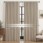 Extra Wide 60 Inch Blackout Curtains 96 Inches Long for Living Room, Rustic Boho Room Darkening Textured Linen Pleated Insulated Ceiling Track Large Window Drapes (60"W x 96"L 2 Panels Grey Beige)