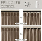 Extra Long Light Brown Linen Curtains 120 Inches Long Tan Brown Coffee Latte Farmhouse Rustic Curtain Light Filtering Semi Sheer Back Tab Pinch Pleat Curtain for Tall Ceiling Living Room 2 Panels