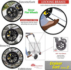 dbest Products Cruiser Cart Deluxe 2 Germ Guard Bundle Shopping Handle Grocery Rolling Folding Laundry Basket on Wheels Foldable Utility Trolley Compact Lightweight Collapsible