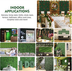 12PCS 20"x20" Artificial Boxwood Panels Topiary Hedge Plant UV Protected Faux Grass Wall Greenery Mats for Outdoor Garden Fence Backyard and Indoor Home Wedding Decoration, Dark Green