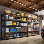 55" W Storage Shelves, 2550LBS Garage Shelving, 5-Tier Metal Shelving Unit, Adjustable Heavy Duty Shelving for Garage, Warehouse, Pantry, Kitchen, 55" W × 24" D × 72" H, Black