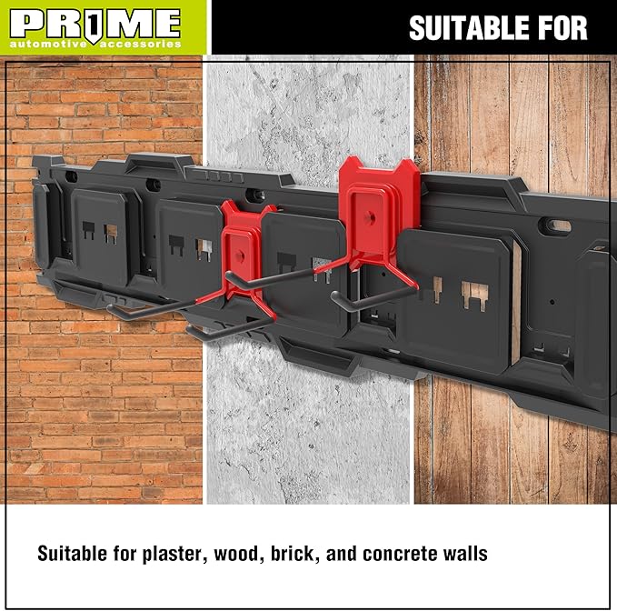 PR1ME 31 Inch Heavy Duty Garage Storage Wall Rails, 2 Pcs Wall Mount Organization Rails, Organization Tool Storage Utility Rack for Hooks