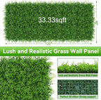 40"x120"(33.33 SQFT) Grass Wall Panels, Artificial Fern Grass Backdrop with UV Protection, Fake Greenery Plant Boxwood Roll, Green Wall Decor for Outdoor Indoor Patio Garden Backyard