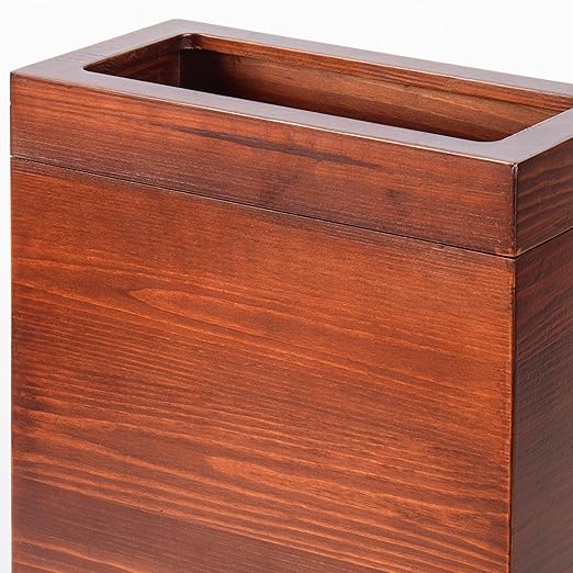 2.3 Gallons Rectangular Wooden Trash Can | Trash Can with Bin Liners | Decorative Waste Basket | Recycling Bin for Bathroom | Natural Wood Finish Basket for Kitchen | Paper Basket for Office
