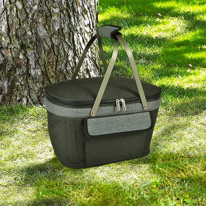 Picnic at Ascot Patented Insulated Folding Picnic Basket Cooler- Designed & Quality Approved in The USA