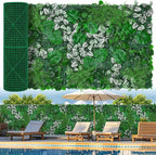 Artificial Boxwood Panels, 40"x120"(33.33 SQFT) Grass Wall Panels with Monstera Leaves,Privacy Hedge Fence Screen with UV Protection,Fake Greenery Backdrop for Indoor Wedding