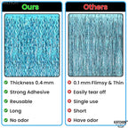KatchOn, XtraLarge, Wavy Blue Foil Fringe Curtain - Pack of 2 | Foil Fringe Backdrop for Blue Christmas Decorations | Wavy Streamers for Winter Decorations, Birthday, Under The Sea Party Decoration
