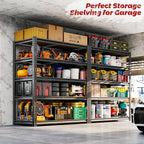 72"H Storage Shelves heavy duty, 2200LBS Garage Shelving, 5 Tier Metal Shelving Unit Adjustable Garage Shelves Utility Rack Shelf for Storage Warehouse Pantry Closet,40" W × 20" D × 72" H, Black, 2PCS