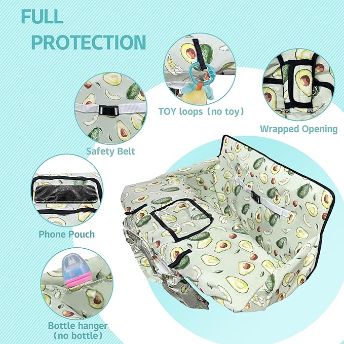 Shopping Cart Cover for Baby,2-in-1 High Chair Cover with Portable Cloth Bag,Cart Seat Pad for Babies Grocery Cushion Cover Restaurant,Suitable for All Supermarkets