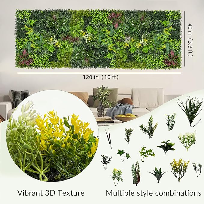 Artificial Plant Wall Boxwood Roll: 40"x120" UV Resistant Green Leaves Faux for Interior Backdrop,Garden and Indoor Outdoor Wall&Fence Covering Privacy, Party Wall Fence Decor