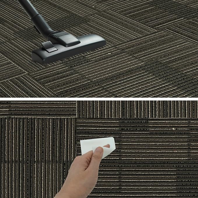 24" x 24" Self-Adhesive Carpet Tiles, 10 Pack Peel and Stick Carpet Squares for Indoor Flooring, Non-Slip Squares Carpet Floor Tile for Basement, Bedroom, Office, Easy DIY Installation
